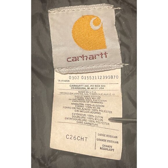 Vintage 90s Mens Large Carhartt Brown Quilt Lined Full Zip Jacket C26CHT - Picture 4 of 10